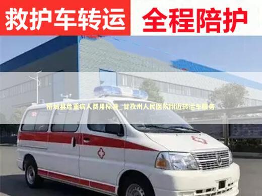 稻城县危重病人费用标准_甘孜州人民医院附近转运车服务